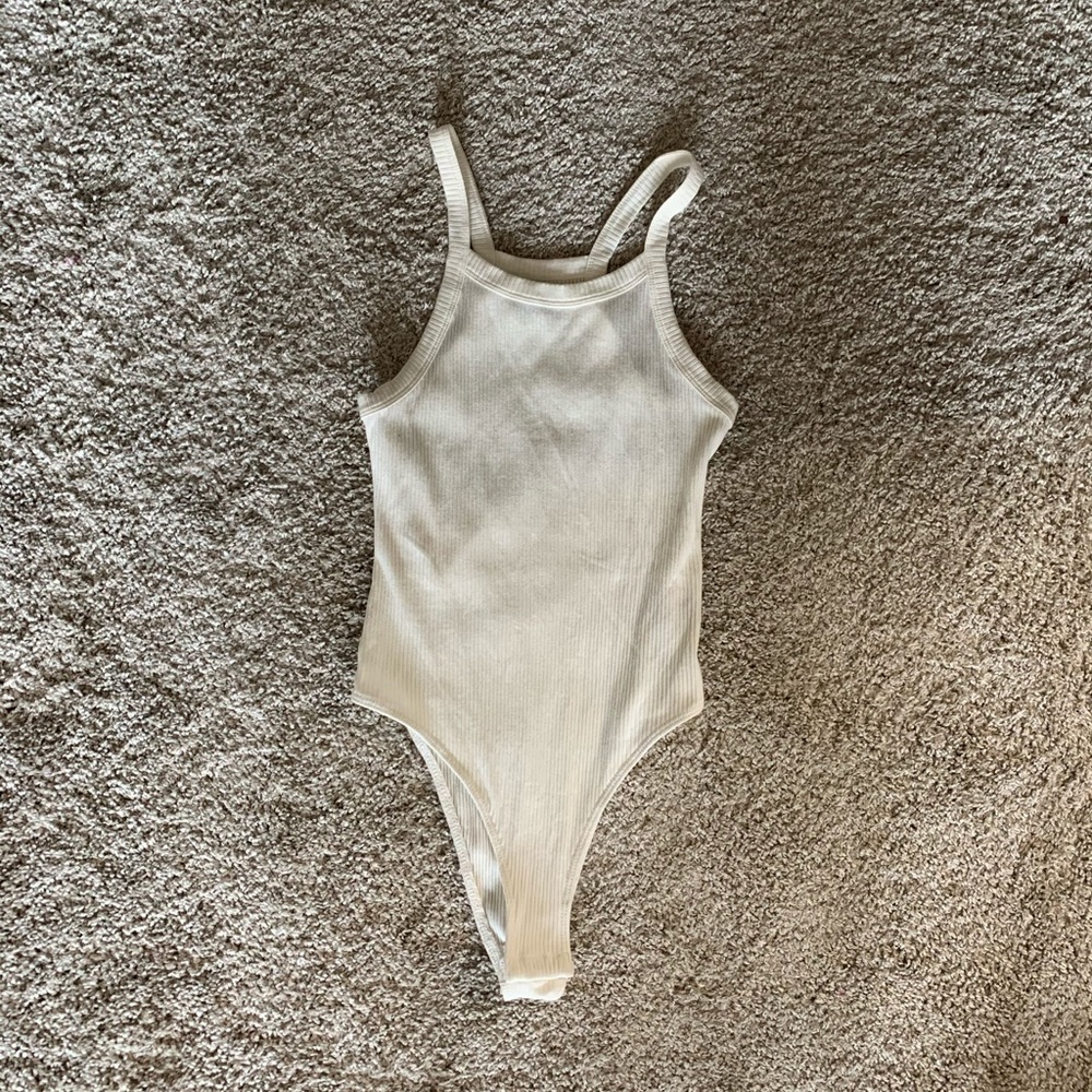 White Ribbed Bodysuit